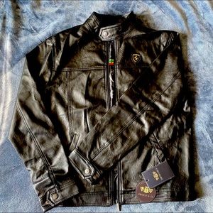 Mens black leather Ferrari jacket